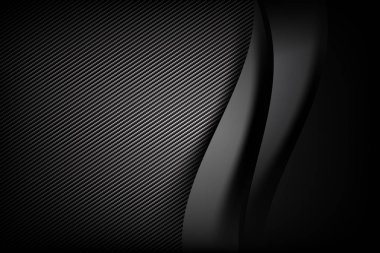 Arka plan koyu ve siyah karbon fiber ile eğri ve l