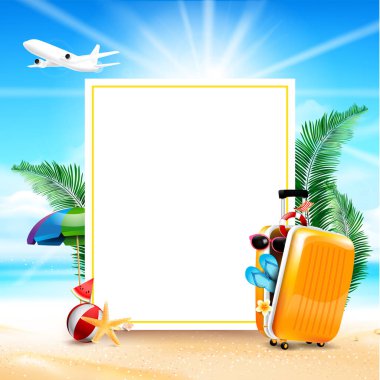 Deniz yıldızı çiçek palm lea ile hava uçak açık Bagaj seyahat çantası