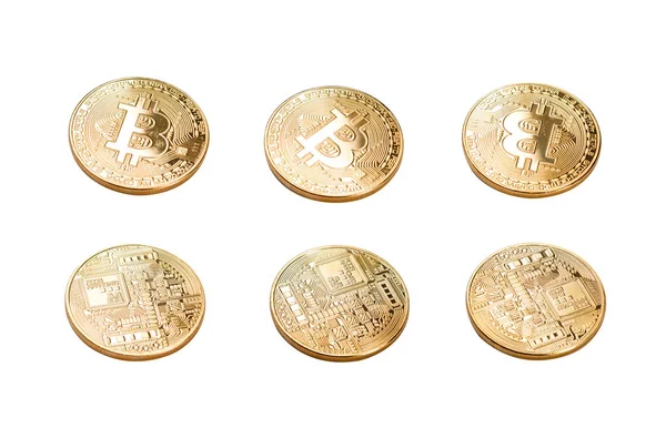 Bitcoin kümesi üzerinde beyaz arka plan ile izole topluluğu 