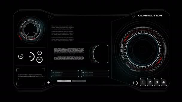 animation 4K HUD tête haute affichage interface code graphique barre élément pour réseau cyber-technologie concept 