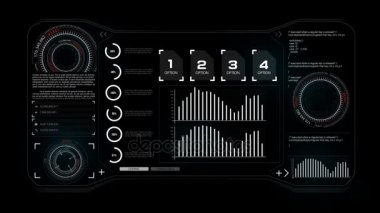 4 k animasyon Hud kafanı ekran arabirimi kodu grafik çubuğu öğesi için ağ siber teknoloji kavramı
