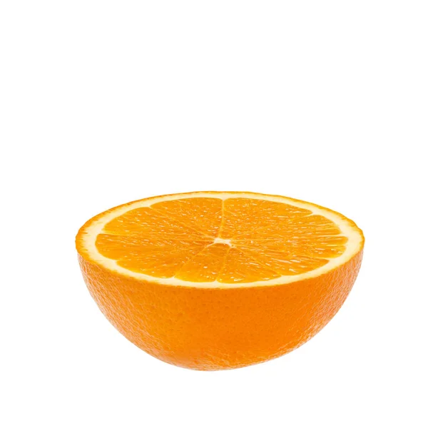 Deslice el círculo cortado de fruta naranja fresca madura aislada en el blanco —  Fotos de Stock