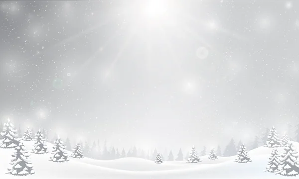 Copo de nieve de invierno cayendo en el suelo de nieve y la iluminación sobre gris — Archivo Imágenes Vectoriales