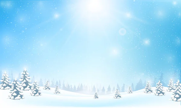 Zimní sněhová vločka spadající do sněhu podlahy a osvětlení nad modrá — Stockový vektor