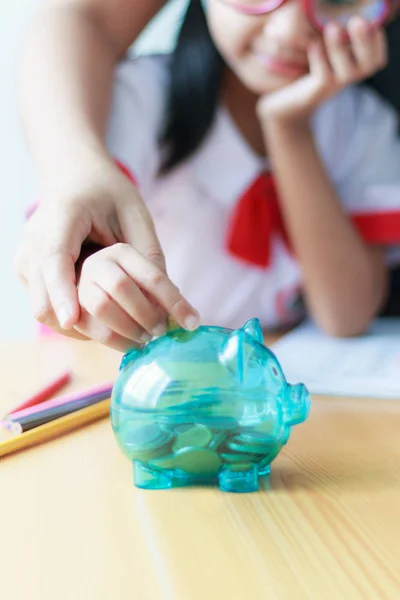 Close up shot Asian little girl in Thai student kindergarten uni — Stock Photo, Image