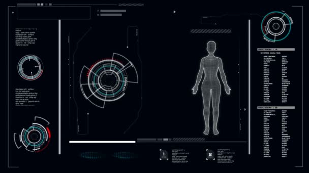 UI Interface de usuário azul escuro HUD fundo abstrato com renderização de canal alfa — Vídeo de Stock