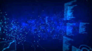 Arka plan bağlantı için fütüristik ağ cyber daireyle nokta bağlanma kavramı işlenmiş tahıl fraktal gürültü ile