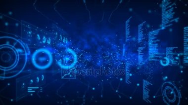 Arka plan bağlantı için fütüristik ağ cyber daireyle nokta bağlanma kavramı işlenmiş tahıl fraktal gürültü ile