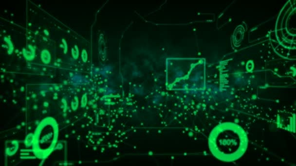 Abstrakt bakgrund Dot cirkel med anslutning för futuristiska nätverk cyber ansluta koncept med korn fraktal buller bearbetas — Stockvideo