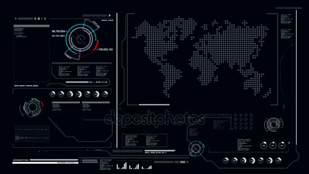 4 k 动画用户界面 Hud 图酒吧 pi 与未来技术的空间和网络概念与 alpha 通道呈现 — 图库视频影像