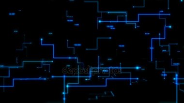4k Animasyon 3d soyut koyu arka plan hareketli nokta ve çizgi metafor cyber fütüristik veri transferi ağ bağlantı kavramı