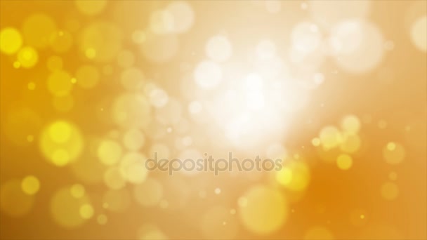 Fondo abstracto abstracto de oro 4K con copo de nieve y efecto bokeh desenfoque e iluminación — Vídeos de Stock