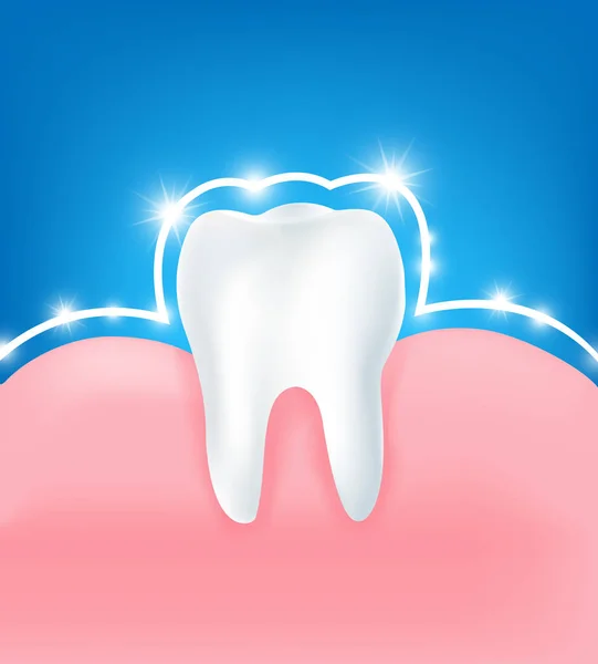 Ren och stark vit tand med glittrande ljusa aura protec — Stock vektor