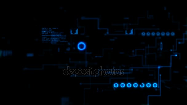 4K Animación 3D abstracto fondo oscuro movimiento gráfico barra infografía punto y línea metáfora ciberfuturista transferencia de datos concepto de conexión de red — Vídeos de Stock