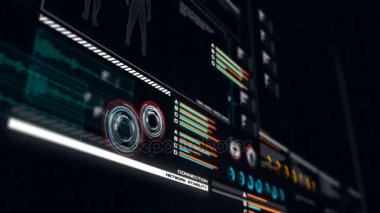 4 k UI kullanıcı arabirimi koyu mavi arka plan grafik bar Infographic ve tel çerçeve vücut analizi ile