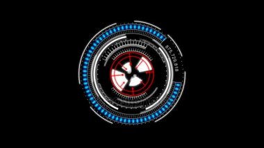 4 k animasyon daire döndürme Hud Head görüntü arayüzü cyber fütüristik teknoloji kavramı ile Alfa mat için yukarı