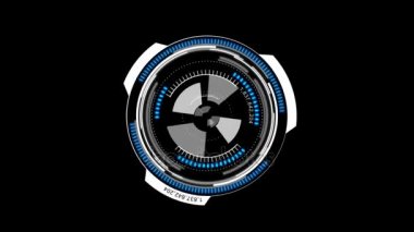 4 k animasyon daire döndürme Hud Head görüntü arayüzü cyber fütüristik teknoloji kavramı ile Alfa mat için yukarı