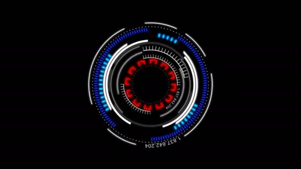 4 k アニメーション サークルの回転 Hud 頭アルファ マットとサイバーの未来の技術概念の表示インターフェイスを構成 — ストック動画