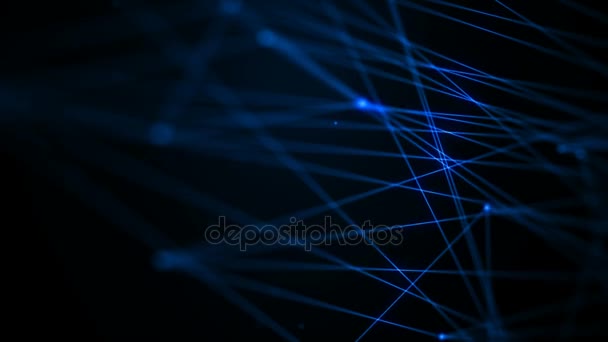 Animación 4K fondo abstracto oscuro Dot Line Conexión para el concepto de red de tecnología futurista cibernética — Vídeo de stock