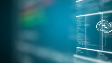 4k uçuş UI kullanıcı arabirimi Hud pi çubuğu metin kutusu Tablo öğesi ile üzerinde geçmek için fütüristik teknoloji kavramı koyu arka plan