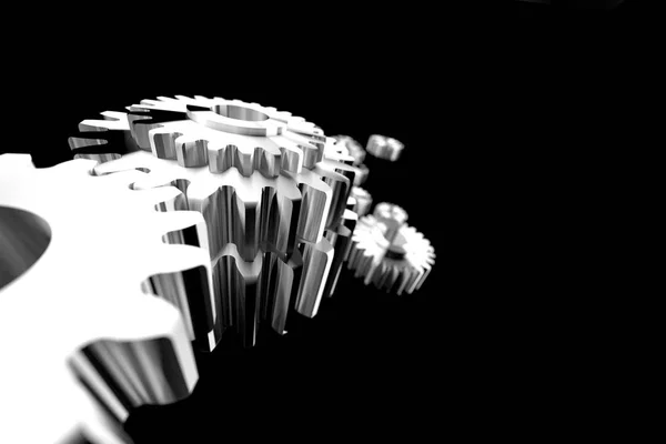 3D render silver metall hjul redskap på ryggen bakgrund — Stockfoto