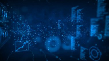 Hud grafik çubuğu öğesi işlenmiş tahıl ile koyu arka plan üzerinde satırıyla bağlantı ile 4 k animasyon nokta daire