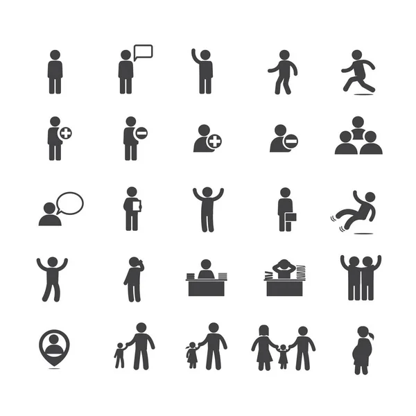 Verzameling mensen in activiteiten pictogram ingesteld op geïsoleerde Wit ba — Stockvector