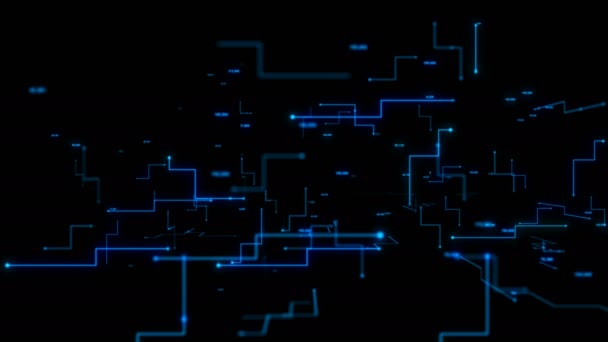 Animation Abstrait Sombre Fond Mouvant Point Ligne Métaphore Cyber Futuriste — Video