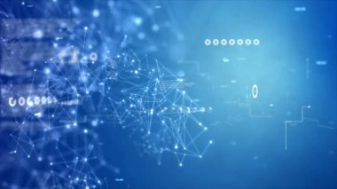 4 k arka plan nokta daireyle bağlantı fütüristik ağ cyber için bağlanma kavramı işlenmiş tahıl ile