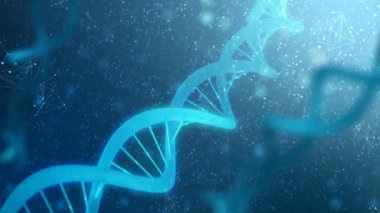 parçacık ve tahıl ile 3D Dna işlenen 4 k arka plan