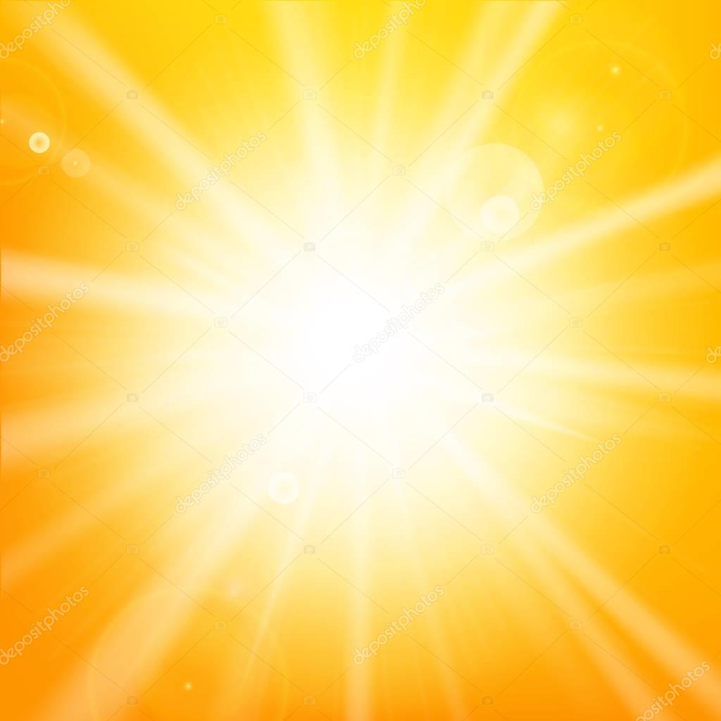 Abstract hot yellow background with sunlight and flare element f