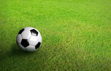 3D Rendered siyah beyaz futbol topu yeşil futbol futbol tarihinde