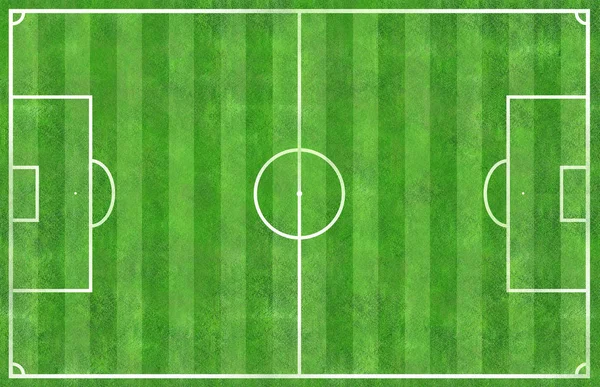 Top uitzicht op voetbal voetbal veld groene gras met de witte lijn een — Stockfoto