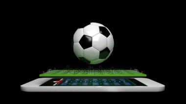4 k 3d animasyon futbol yeşil alanı ile grafik ve hud ve teknoloji öğe Alfa mat ile