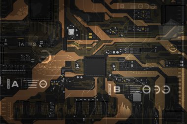 cpu chipset işlemci YYK ile 3D Rendered baskılı devre kartı