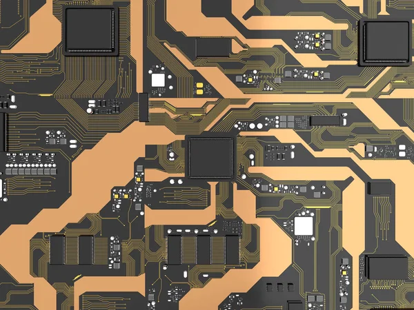 3D přepuštěné plošnými spoji s ele cpu procesor chipset — Stock fotografie