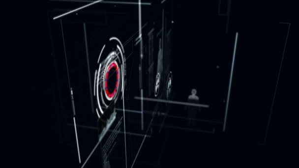 Animatie Van Gebruikersinterface Hud Donkere Achtergrond Voor Cyber Futuristische Concept — Stockvideo