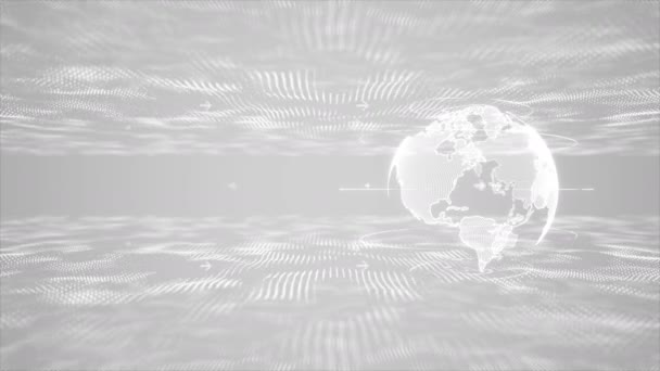 Küresel Dünya Siber Teknoloji Futuristik Konsepti Için Nokta Işık Ile — Stok video
