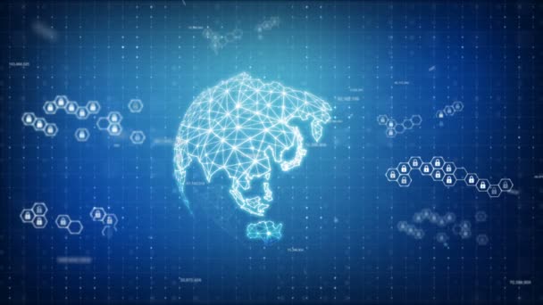 Abstract Achtergrond Lock Hexagon Security Pictogram Voor Cyber Technologie Futuristische — Stockvideo