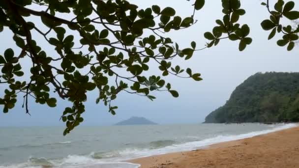 Paesaggio Spiaggia Sabbia Costa Mare Prima Della Tempesta Arrivo Atmosfera — Video Stock