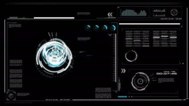 4k UI kullanıcı arabirimiyle Hud pi siber teknoloji için metin kutusu tablo siyah arka plan bar ve futuristik konsepti ile tahıl işleme
