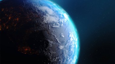 3D Dünya haritası ile oluşturulan sıcak arazi bulutu ve su torbası