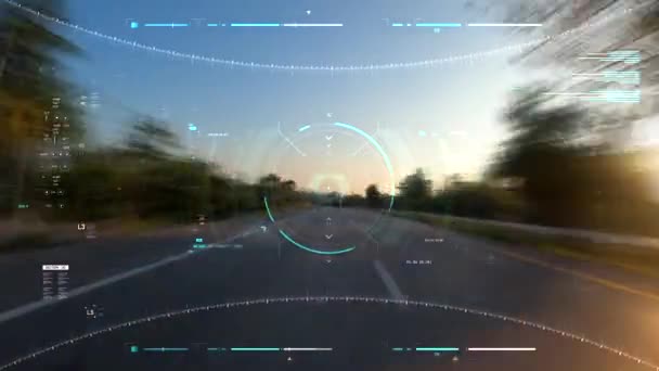 利用Ui用户接口技术 在农村道路上用木材和森林快速移动速度的时差旅程 — 图库视频影像