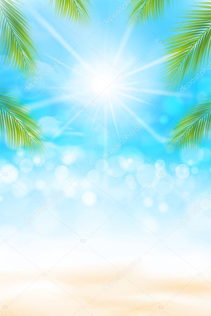 Summer abstract background bokeh and ligting effect sand beach 0
