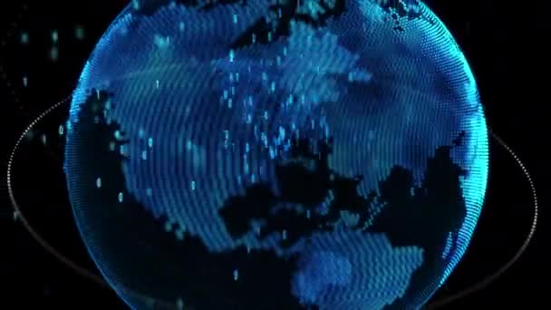 Mappa Del Mondo Punteggiata Globo Rotante Con Effetto Particella Luce — Video Stock