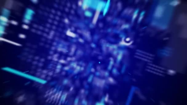 rendu 3D fond abstrait vol passer à travers bloc et pixel élément pour cyber futuriste et concept de technologie avec sombre et grain traité  