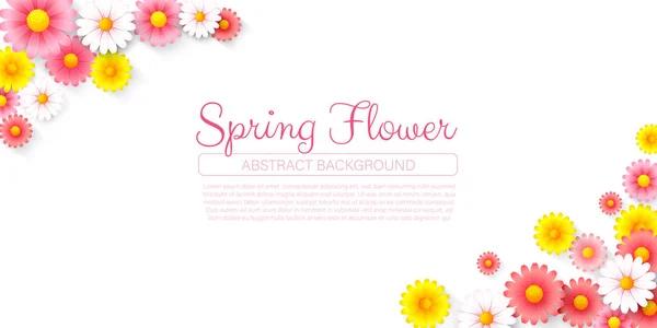 白色背景上美丽的春天五彩缤纷的花朵 矢量图解 — 图库矢量图片