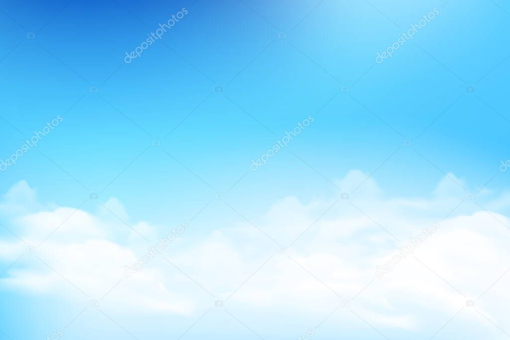 Vector illustration abstract background, realistic cloud, and blue sky background, with copy space