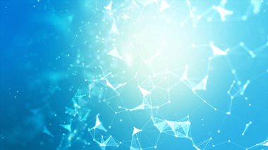 Sanal teknoloji fütüristik ve ağ bağlantısı konsepti için geniş ekran ve koyu renk oranına sahip soyut arkaplan noktası ve bağlantı hattı