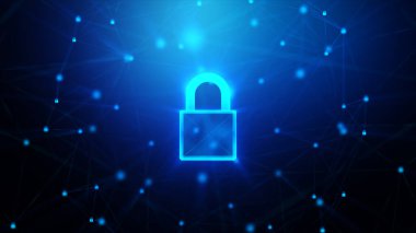 0 1 ikili sayısal sayı soyut arkaplan karşısındaki bağlantı hattı, sığ alan derinliği ve parıltı etkisiyle 3 boyutlu asma kilit